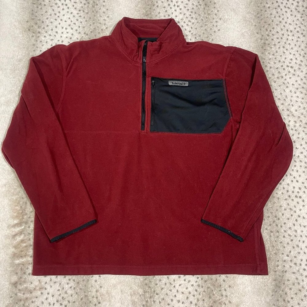 Timberland fleece sweater, quarter zip, red, 2XL